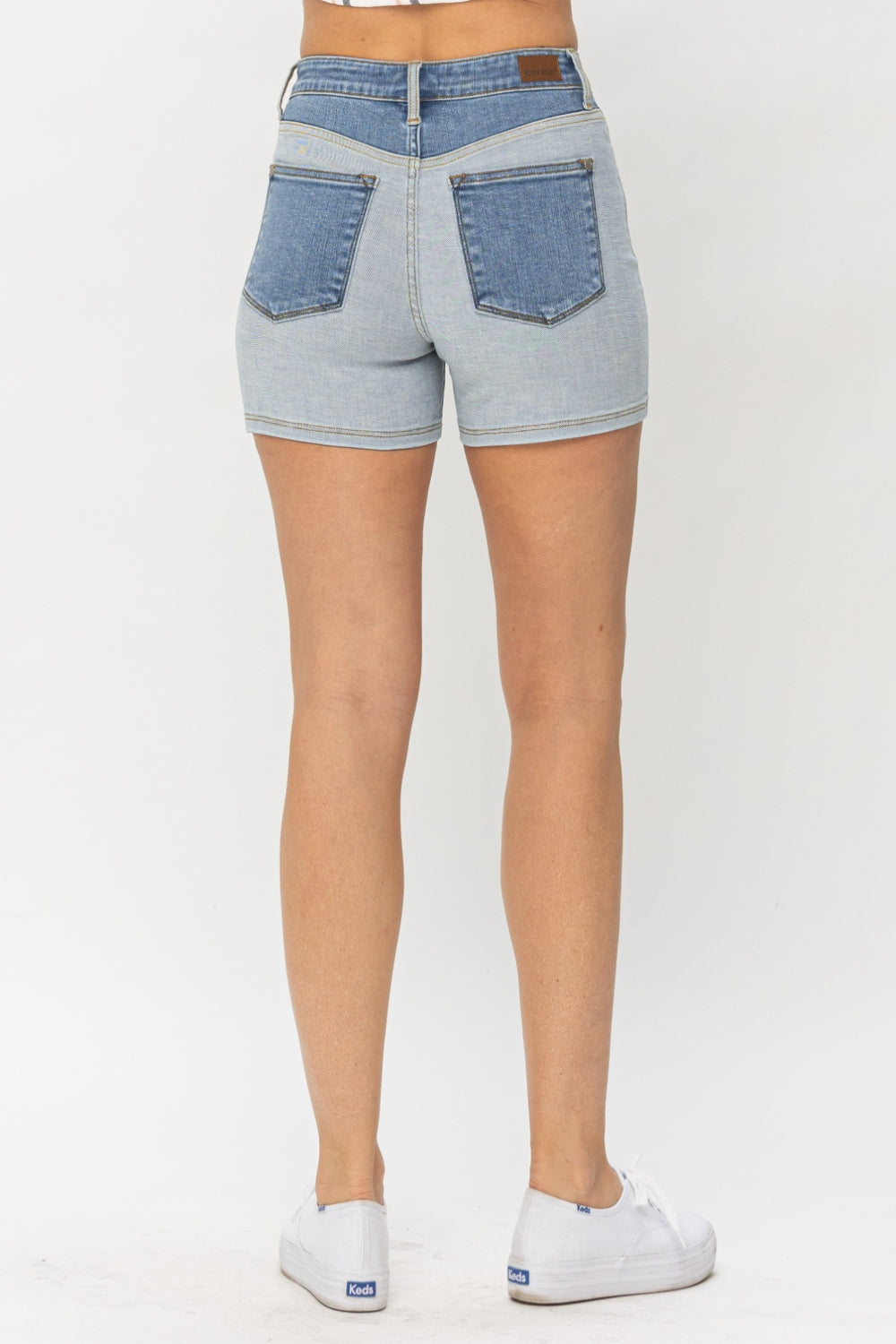 Judy Blue Full Size Color Block Denim Shorts-Teresa's Fashionista LLC