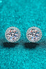 1 Carat Moissanite Rhodium-Plated Round Stud Earrings-Teresa's Fashionista LLC