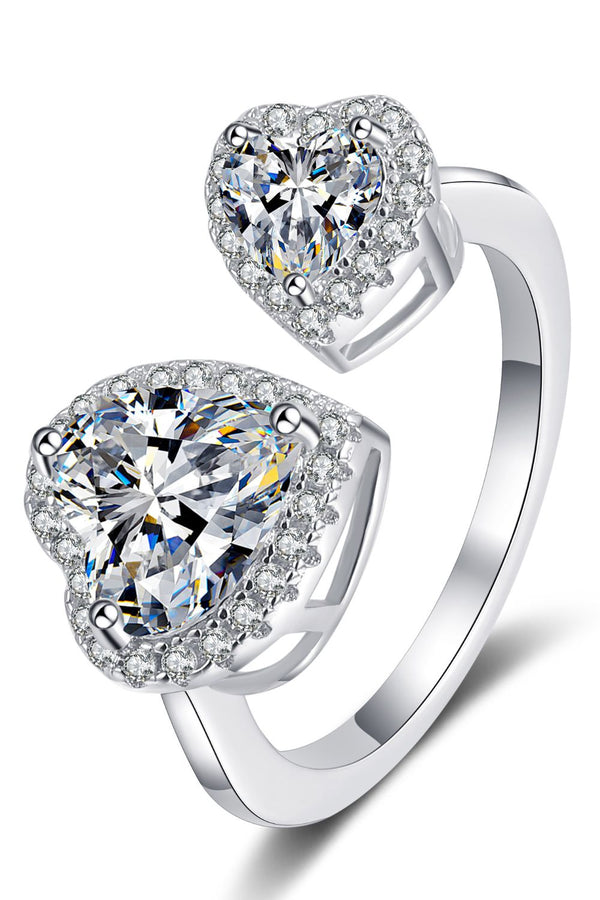 Heart-Shape Moissanite Open Ring-Teresa's Fashionista LLC