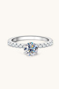 Moissanite Platinum-Plated Side Stone Ring-Teresa's Fashionista LLC