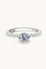 Moissanite Platinum-Plated Side Stone Ring-Teresa's Fashionista LLC