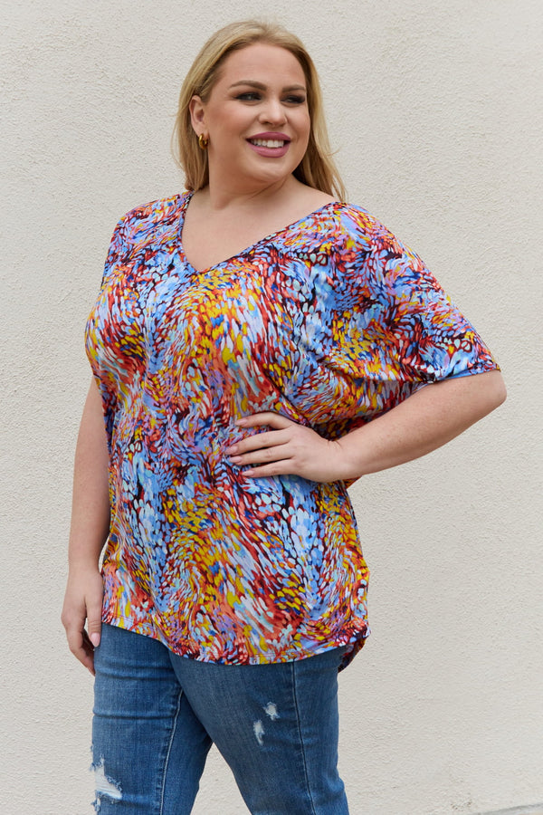 Be Stage Full Size Printed Dolman Flowy Top-Teresa's Fashionista LLC