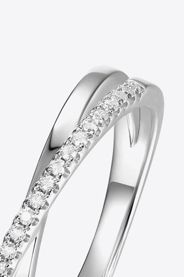 Moissanite Crisscross 925 Sterling Silver Ring-Teresa's Fashionista LLC
