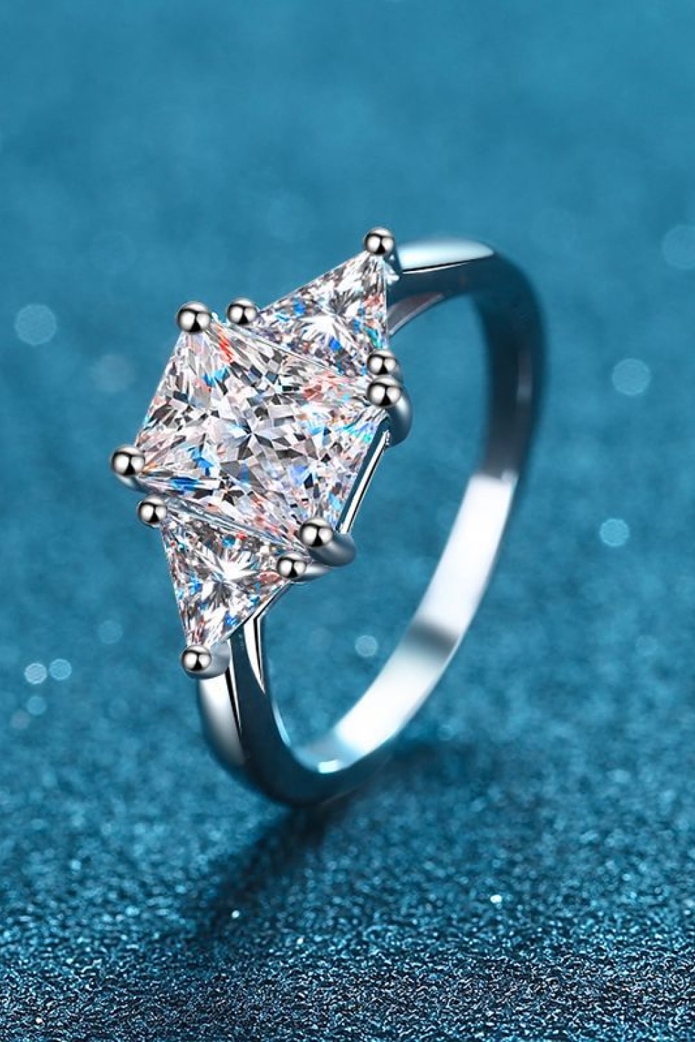 3 Carat Moissanite 925 Sterling Silver Rhodium-Plated Ring-Teresa&#39;s Fashionista LLC