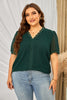 Plus Size Swiss Dot Spliced Lace V-Neck Blouse-Teresa's Fashionista LLC