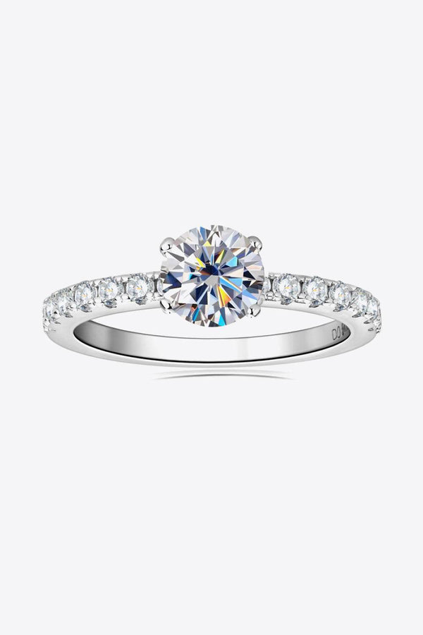 Moissanite Platinum-Plated Side Stone Ring-Teresa's Fashionista LLC