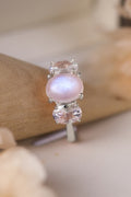 High Quality Natural Moonstone 925 Sterling Silver Three Stone Ring-Teresa's Fashionista LLC