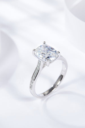 3 Carat Moissanite Platinum-Plated Side Stone Ring-Teresa's Fashionista LLC
