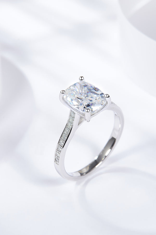 3 Carat Moissanite Platinum-Plated Side Stone Ring-Teresa's Fashionista LLC