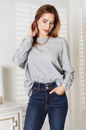 Double Take Seam Detail Round Neck Long Sleeve Top-Teresa's Fashionista LLC
