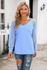 V-Neck Long Raglan Sleeve Top-Teresa's Fashionista LLC