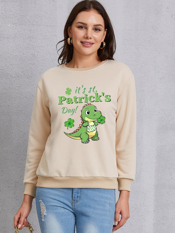 IT'S ST. PATRICK'S DAY Graphic Round Neck Sweatshirt-Teresa's Fashionista LLC