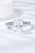 3 Carat Moissanite Platinum-Plated Side Stone Ring-Teresa's Fashionista LLC