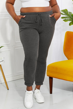 Blumin Apparel Full Size Easy Living Ribbed Joggers-Teresa's Fashionista LLC