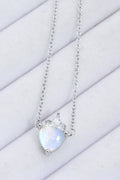 925 Sterling Silver Moonstone Heart Pendant Necklace-Teresa's Fashionista LLC