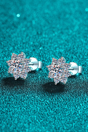1 Carat Moissanite 925 Sterling Silver Flower Earrings-Teresa's Fashionista LLC