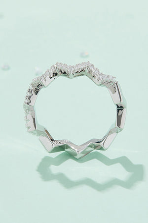 Moissanite Wavy Band Ring-Teresa's Fashionista LLC