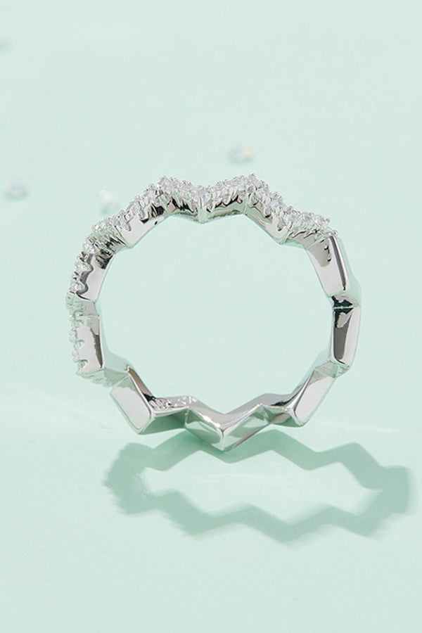 Moissanite Wavy Band Ring-Teresa's Fashionista LLC