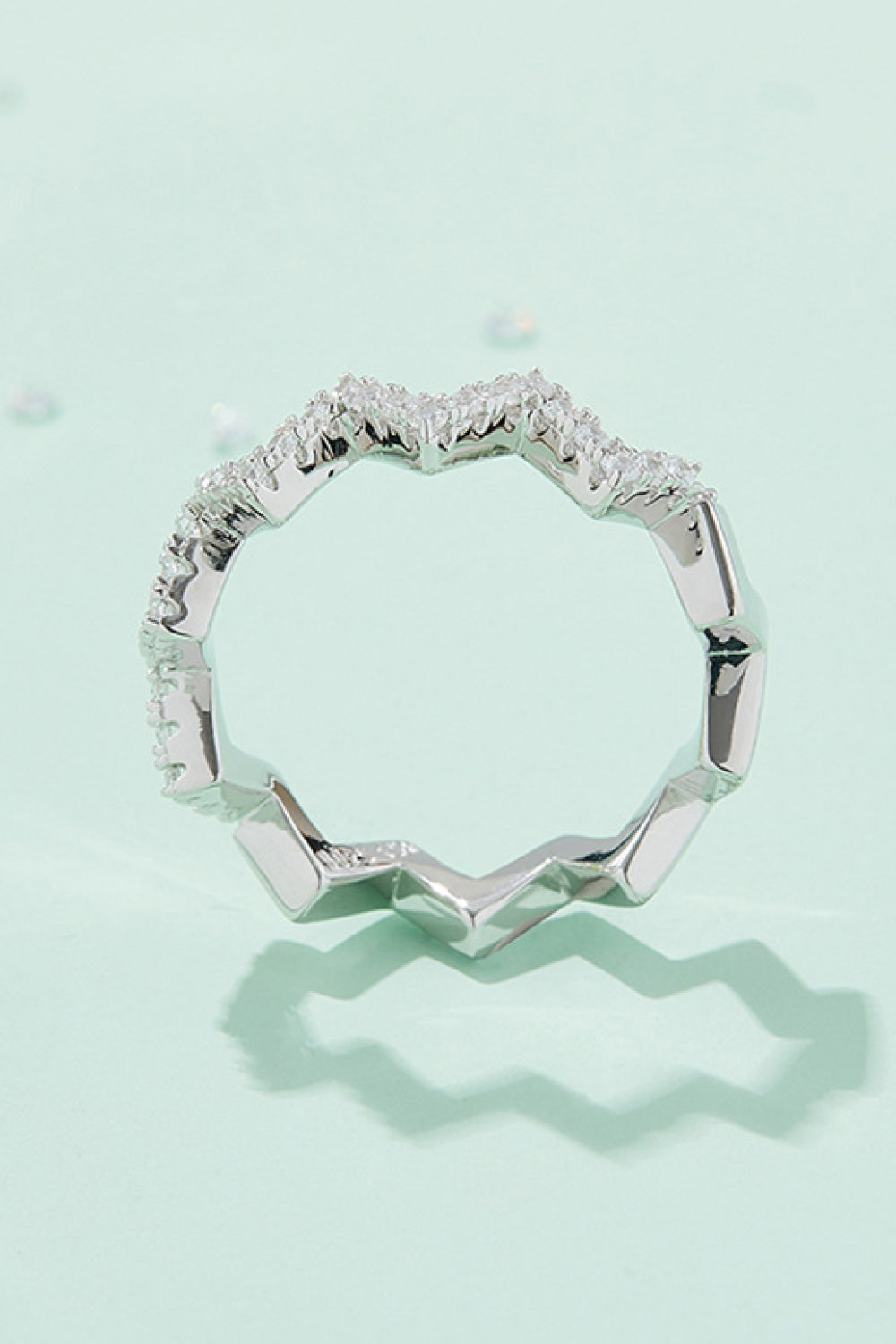 Moissanite Wavy Band Ring-Teresa&#39;s Fashionista LLC