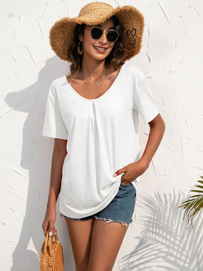 Lace Trim Short Sleeve Top-Teresa&#39;s Fashionista LLC
