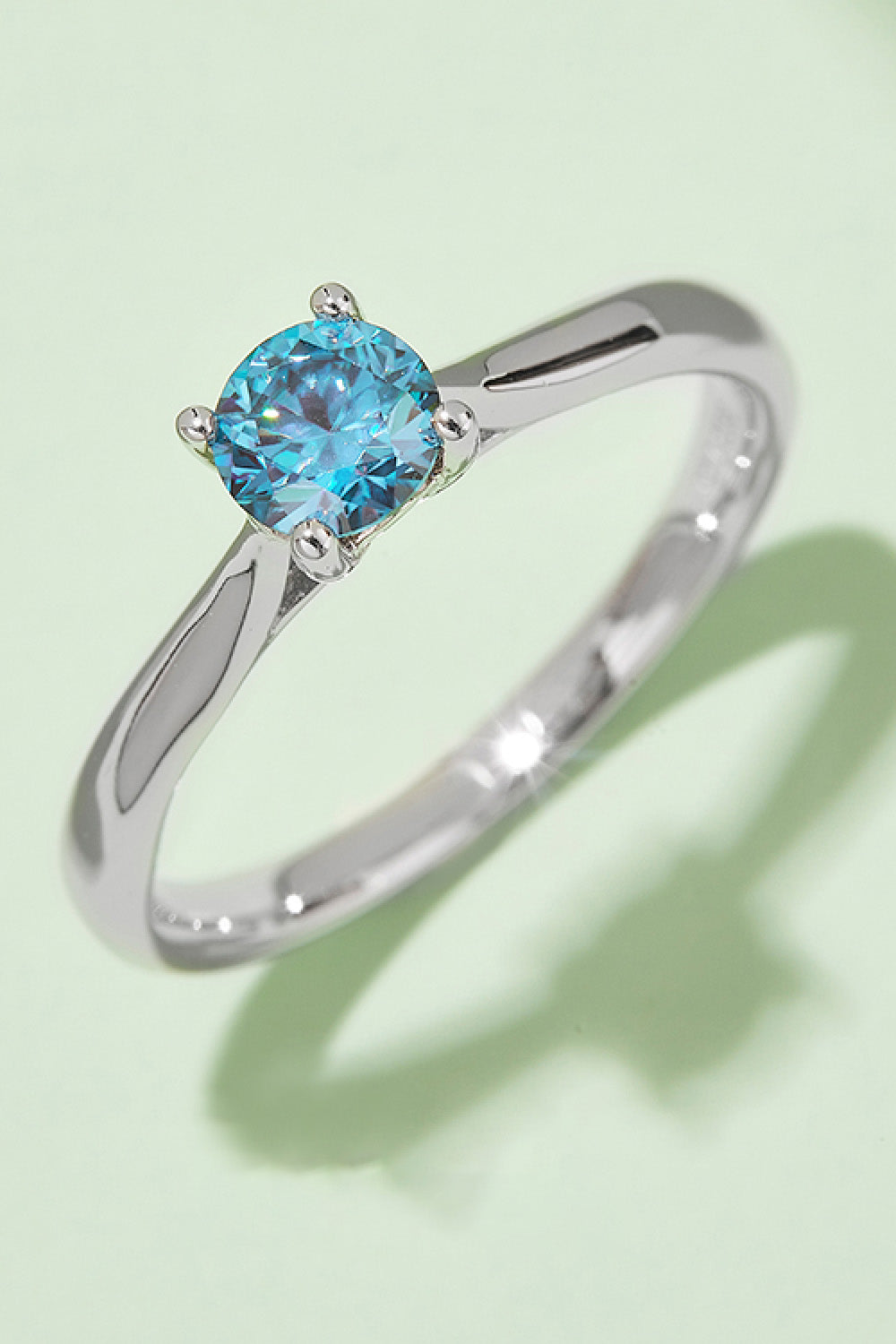 Moissanite Contrast 925 Sterling Silver Solitaire Ring-Teresa&#39;s Fashionista LLC