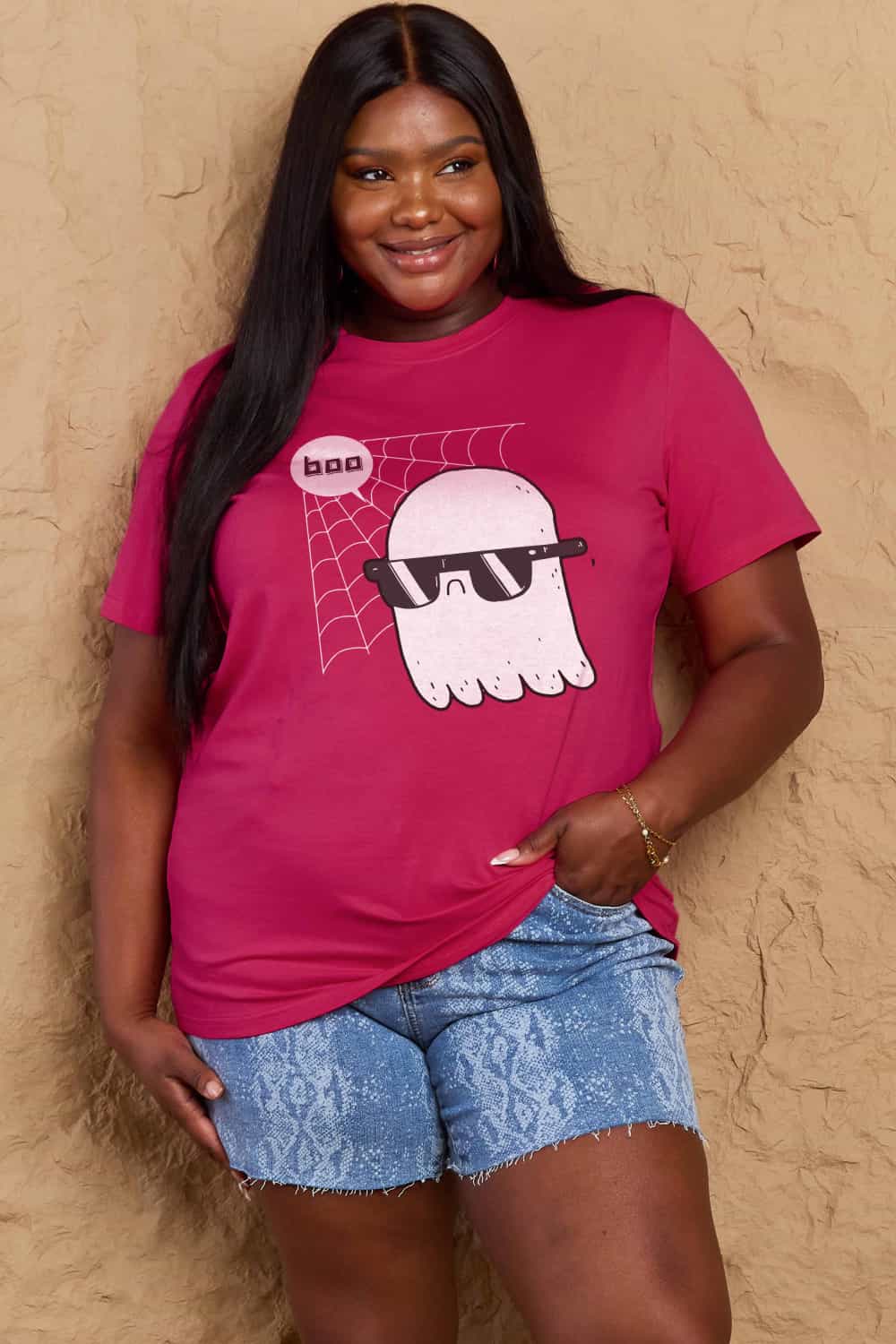 Simply Love Full Size BOO Graphic Cotton T-Shirt-Teresa&#39;s Fashionista LLC