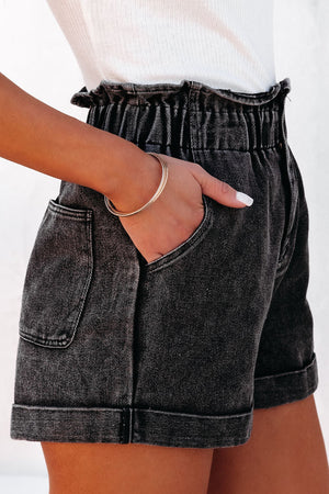 Paperbag Waist Denim Shorts with Pockets-Teresa's Fashionista LLC