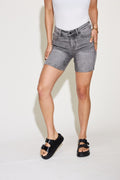 Judy Blue Full Size High Waist Washed Denim Shorts-Teresa's Fashionista LLC