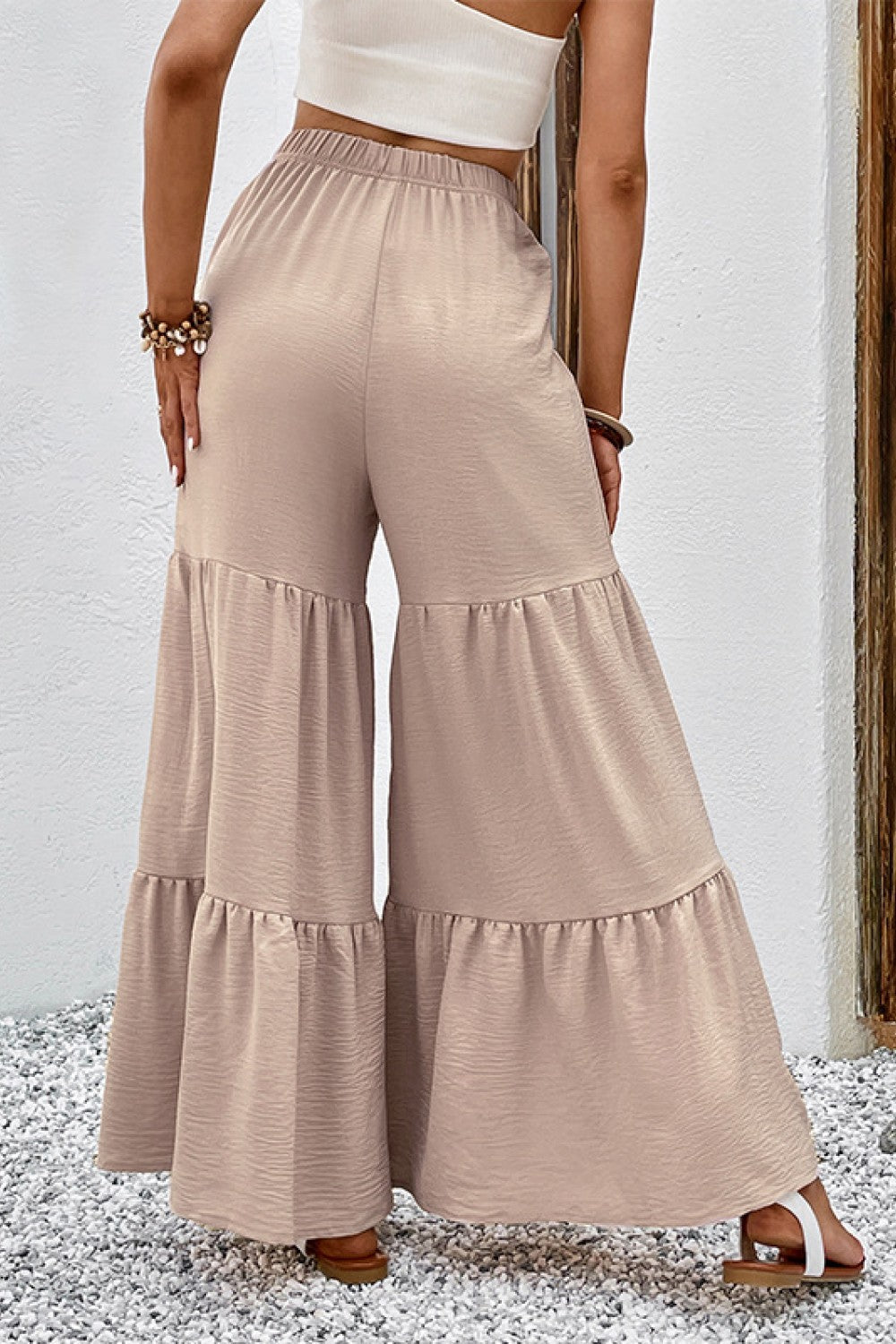 Drawstring Waist Tiered Flare Culottes-Teresa's Fashionista LLC
