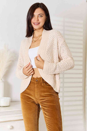 Double Take Open Front Long Sleeve Cardigan-Teresa's Fashionista LLC