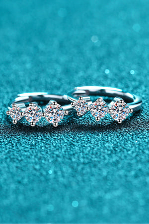 Sterling Silver Moissanite Huggie Earrings-Teresa's Fashionista LLC