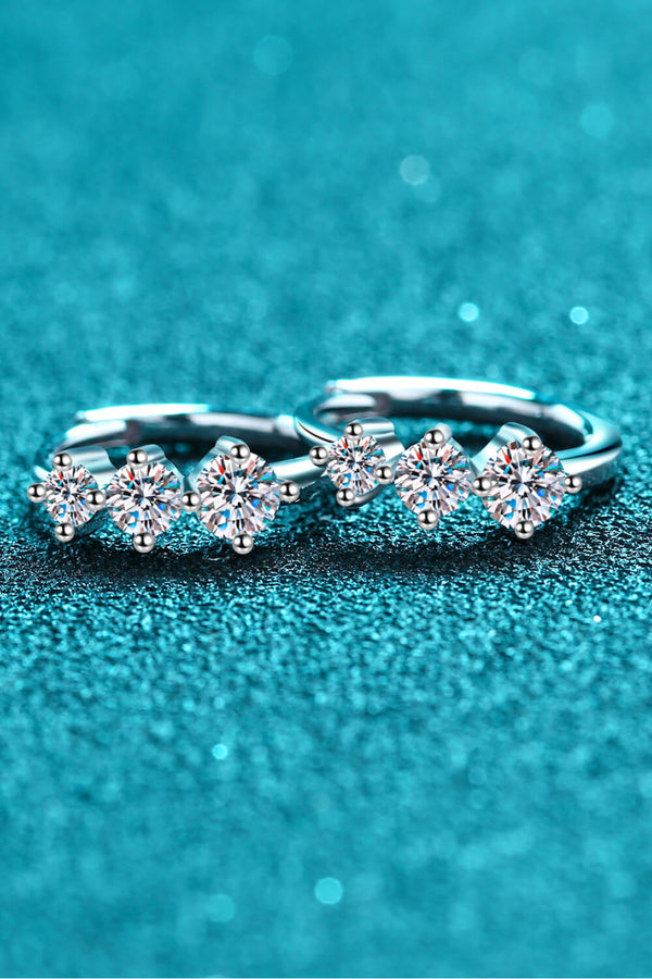 Sterling Silver Moissanite Huggie Earrings-Teresa's Fashionista LLC