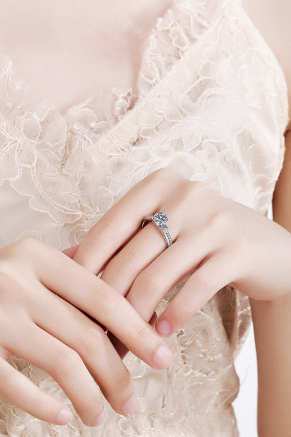 Lucky Charm Moissanite Rhodium-Plated Ring-Teresa's Fashionista LLC