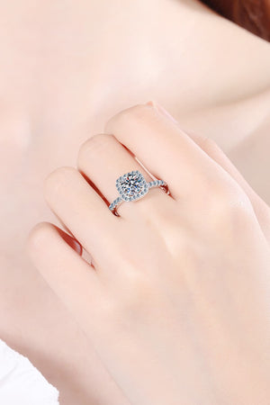 2 Carat Moissanite Square Halo Ring-Teresa's Fashionista LLC