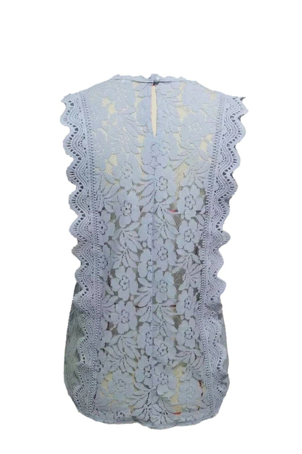 Lace V-Neck Tank-Teresa's Fashionista LLC