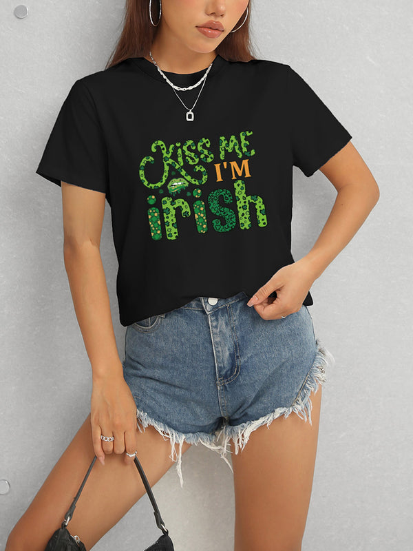 KISS ME I'M IRISH Round Neck T-Shirt-Teresa's Fashionista LLC