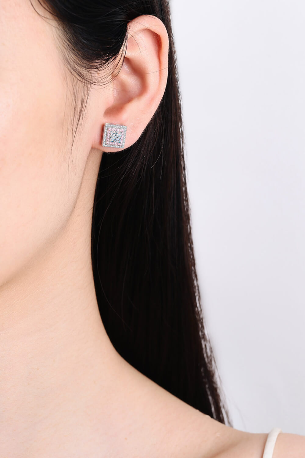 Moissanite Square Stud Earrings-Teresa's Fashionista LLC