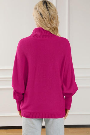 Merry Letter Embroidered High Neck Sweater-Teresa's Fashionista LLC