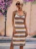 Striped Tie Shoulder Split Cover Up Dress-Teresa's Fashionista LLC