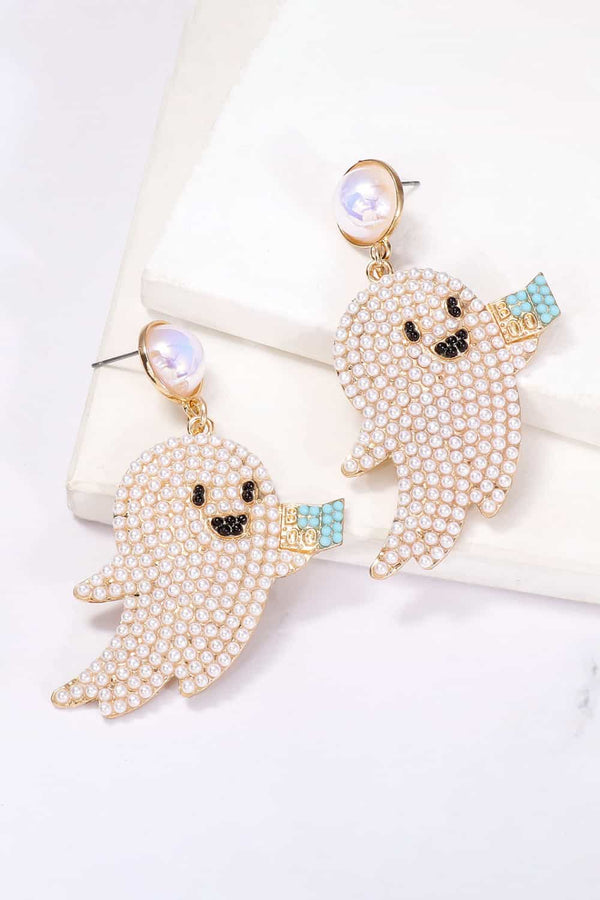 Ghost Shape Synthetic Pearl Dangle Earrings-Teresa's Fashionista LLC