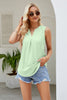 Notched Neck Curved Hem Eyelet Tank-Teresa's Fashionista LLC