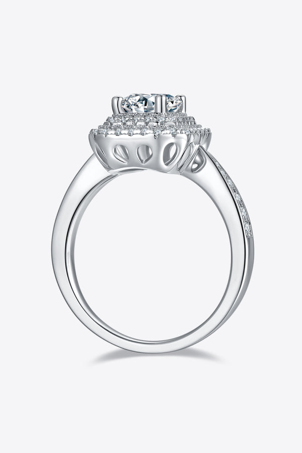 1 Carat Moissanite 925 Sterling Silver Side Stone Ring-Teresa's Fashionista LLC