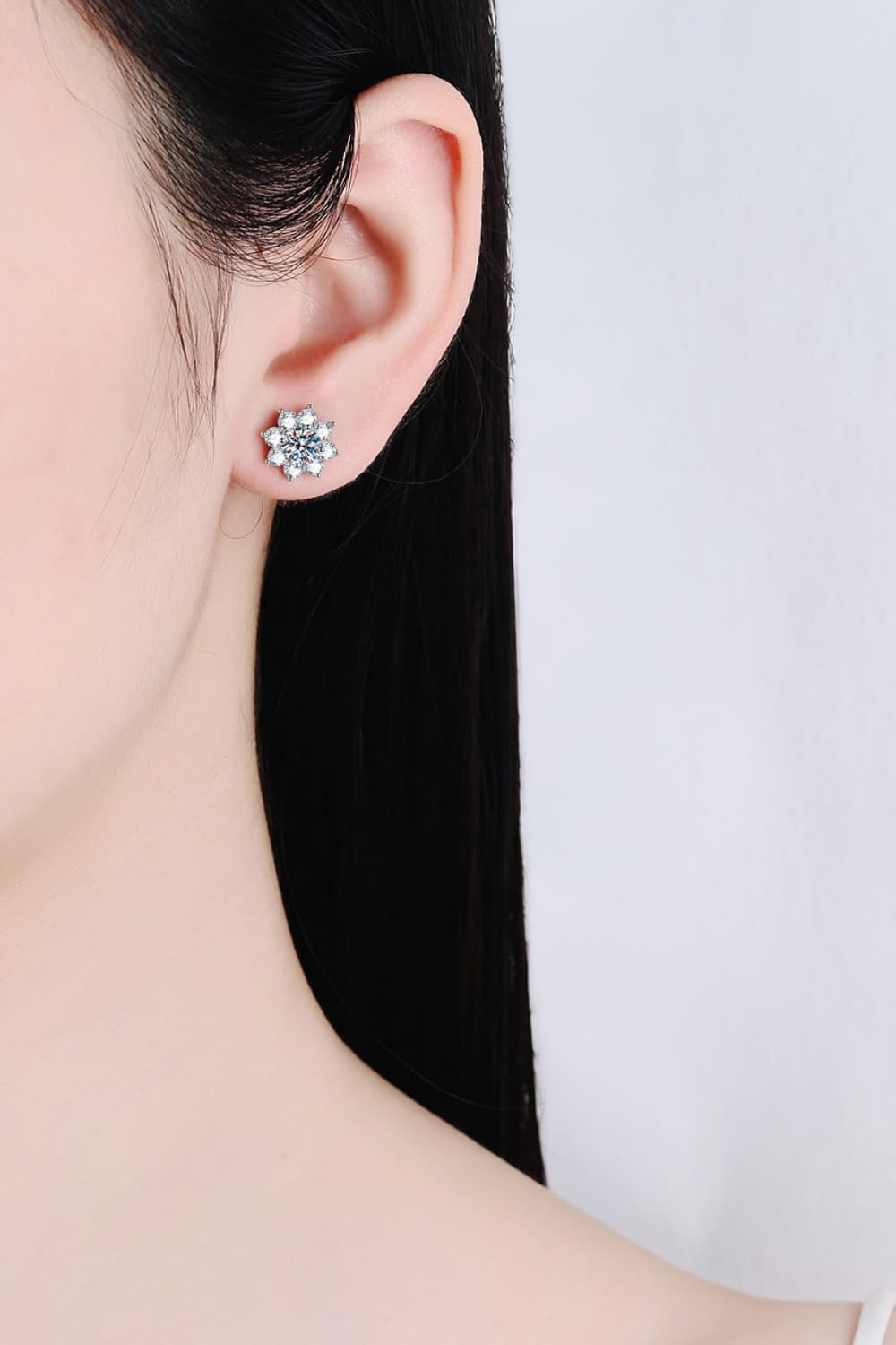 1 Carat Moissanite 925 Sterling Silver Flower Earrings-Teresa's Fashionista LLC