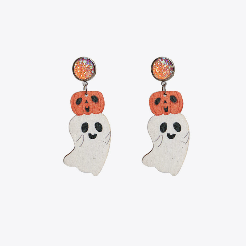 Ghost Shape Wooden Dangle Earrings-Teresa's Fashionista LLC