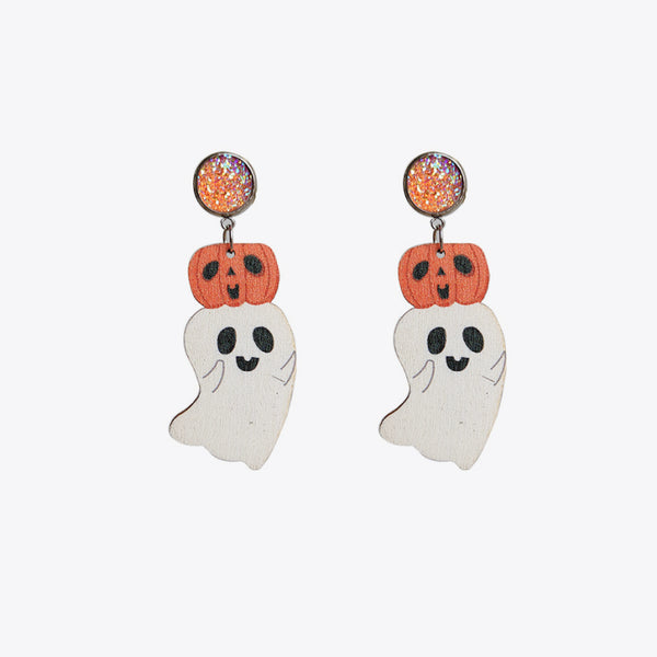 Ghost Shape Wooden Dangle Earrings-Teresa's Fashionista LLC