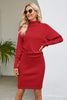 Ribbed Mock Neck Long Sleeve Dress-Teresa's Fashionista LLC