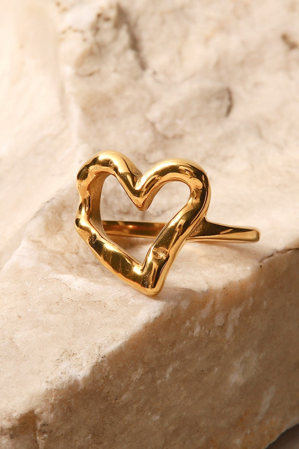 18K Gold Plated Heart-Shaped Ring-Teresa's Fashionista LLC