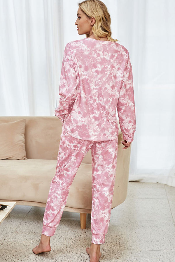 Tie-Dye Long Sleeve Top and Drawstring Joggers Lounge Set-Teresa's Fashionista LLC