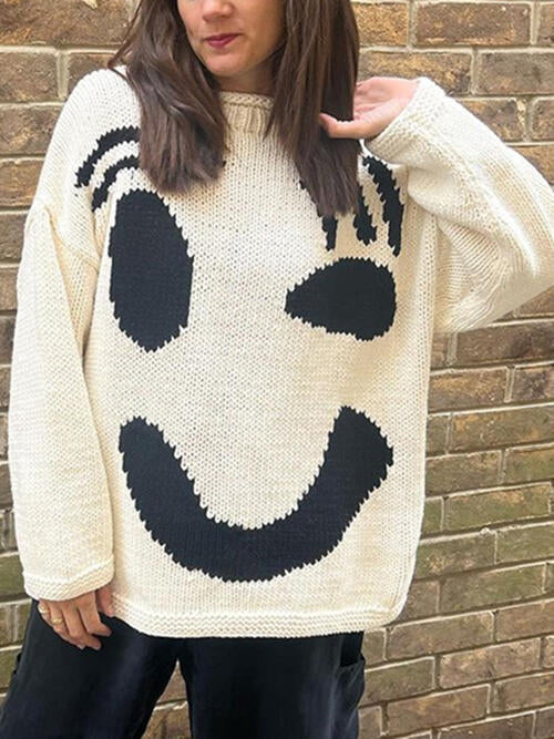 Contrast Drop Shoulder Long Sleeve Sweater-Teresa&#39;s Fashionista LLC