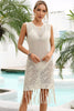 Fringe Trim Sleeveless Openwork Cover-Up Dress-Teresa's Fashionista LLC